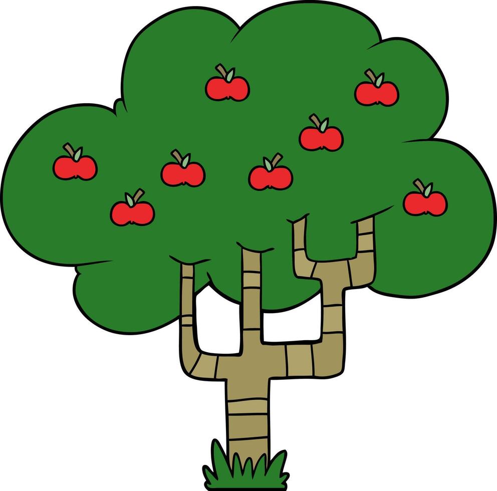 cartoon apple tree vector