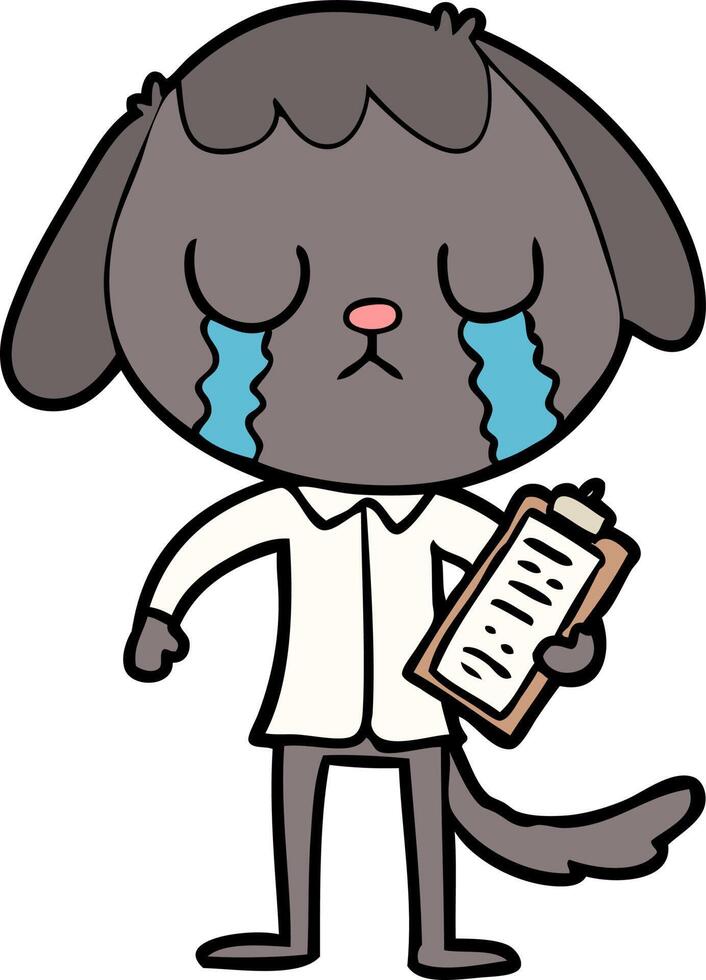 cute cartoon dog crying vector