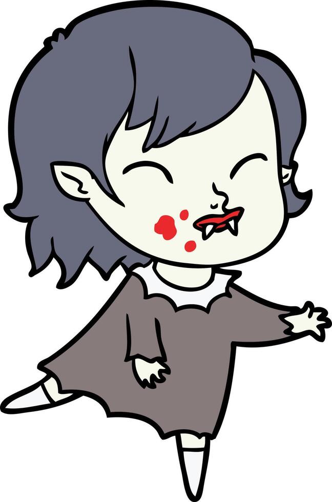 cartoon vampire girl with blood on cheek vector