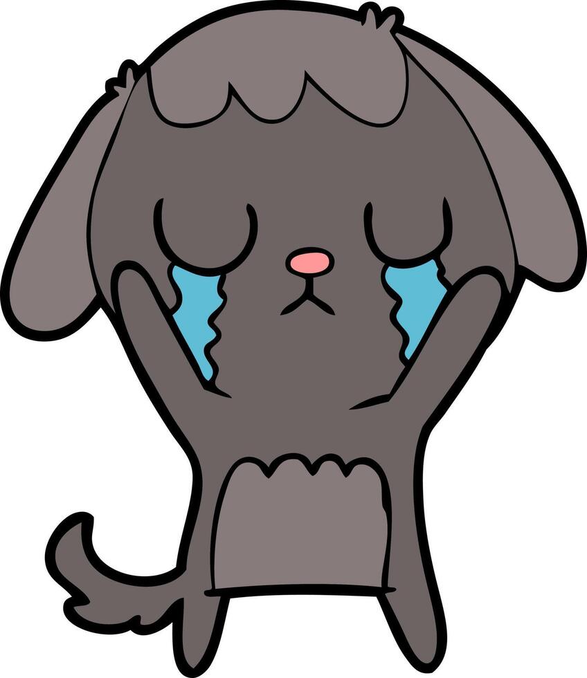 cute cartoon dog crying vector