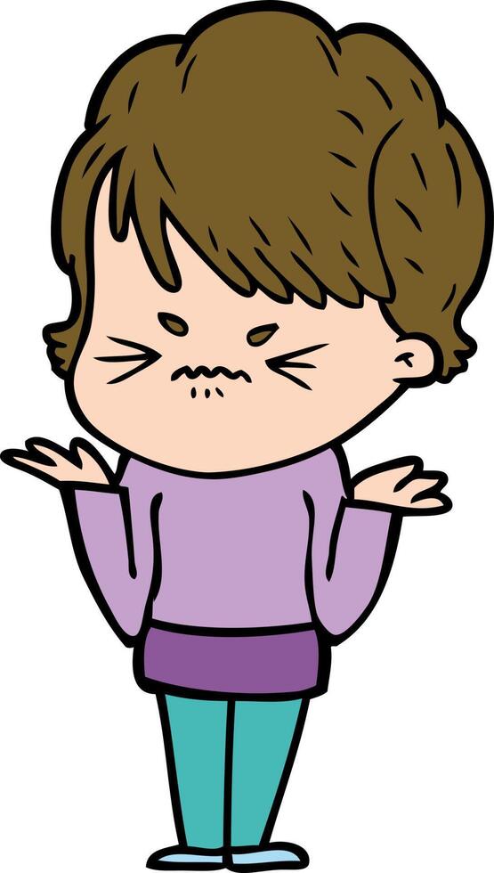 cartoon frustrated woman vector