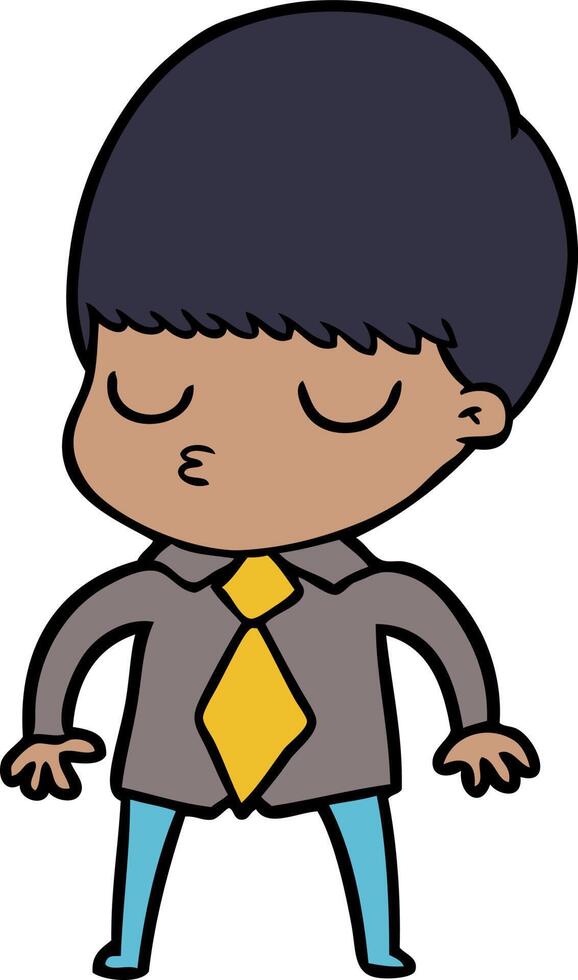cartoon calm boy vector