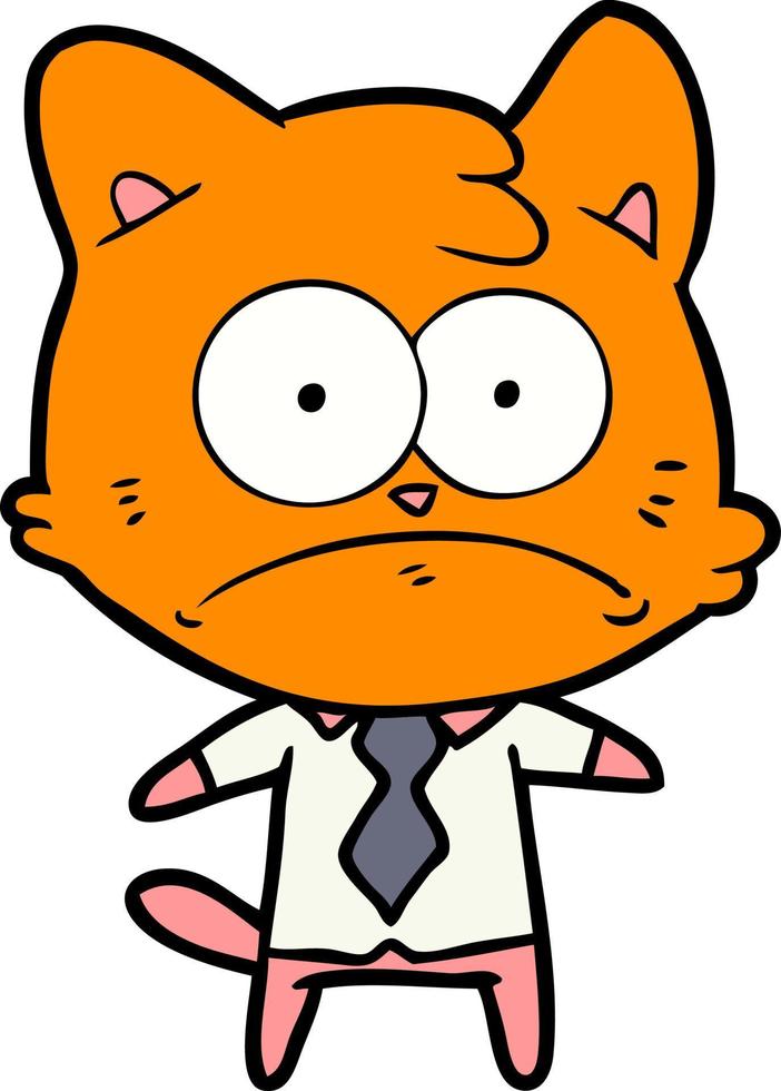 gato de negocios nervioso de dibujos animados vector