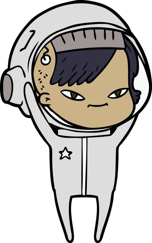 cartoon astronaut woman vector