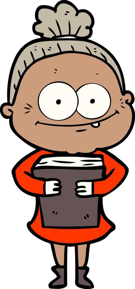 cartoon happy old woman vector