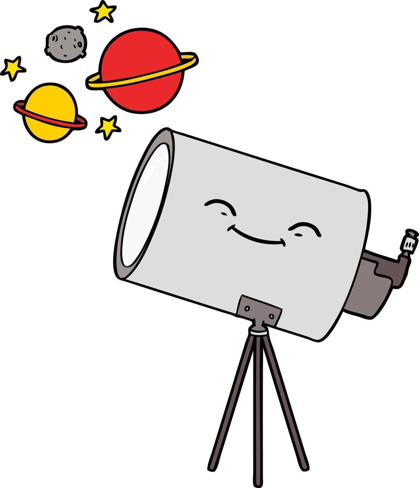 telescopio de dibujos animados con cara vector