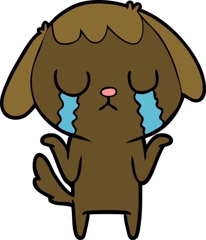 lindo perro de dibujos animados llorando vector