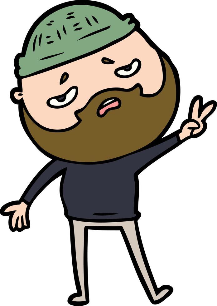 cartoon worried man with beard vector