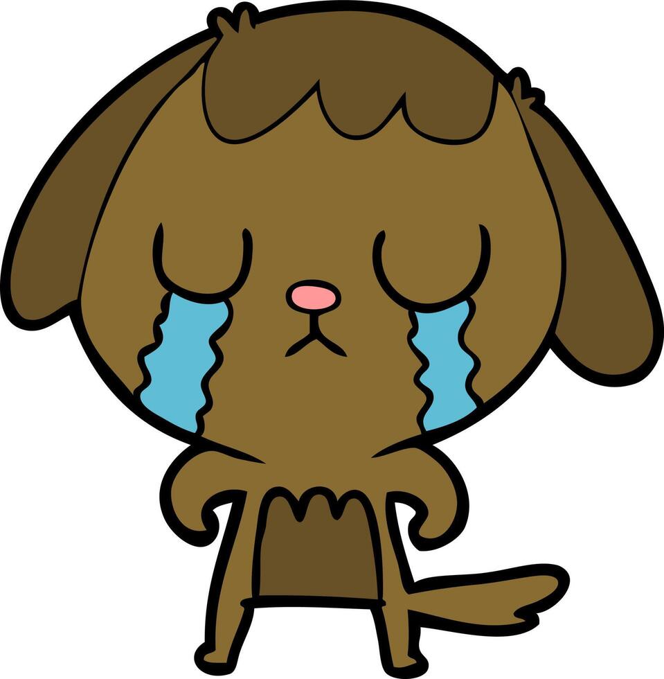 cute cartoon dog crying vector