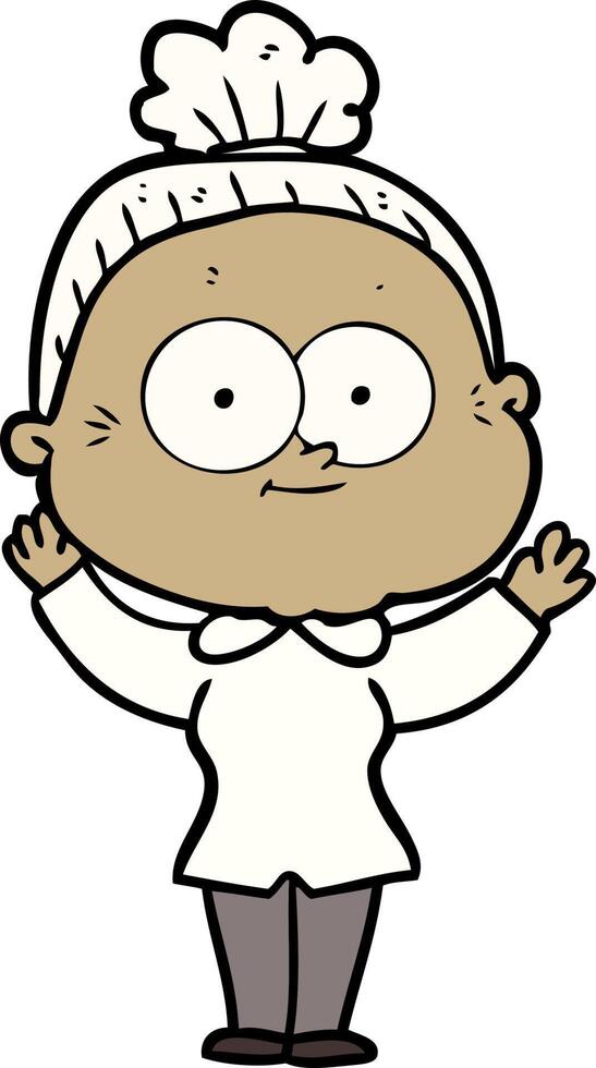 cartoon happy old woman vector