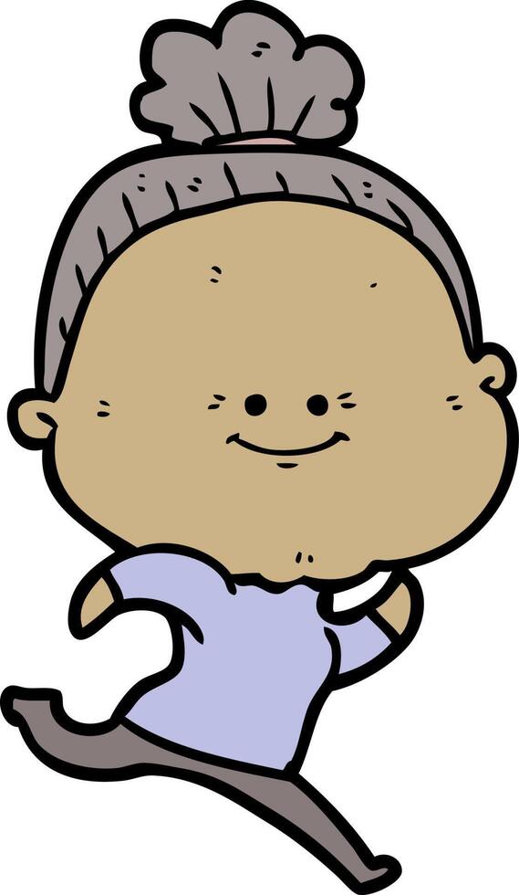 cartoon happy old woman vector