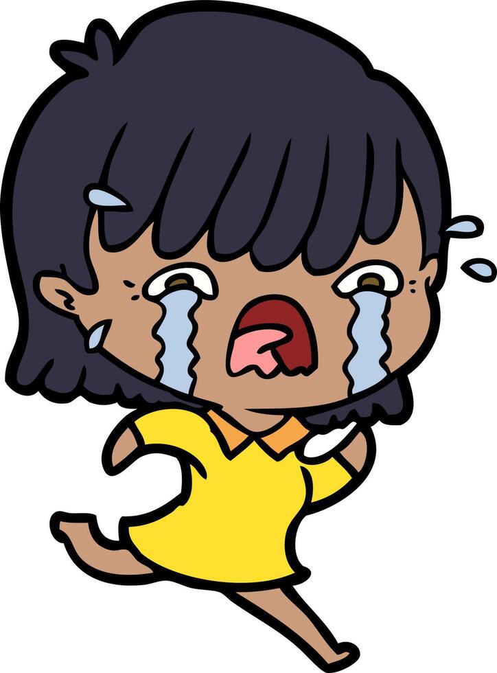 cartoon girl crying vector