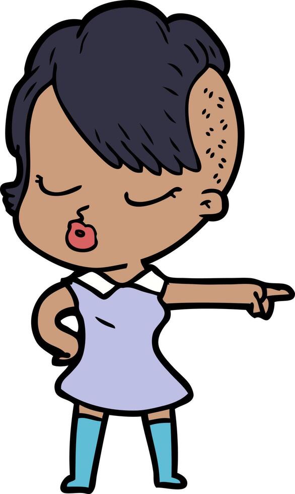 cartoon pretty hipster girl vector
