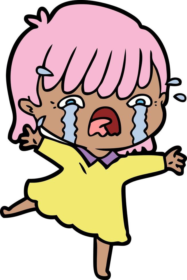 cartoon girl crying vector