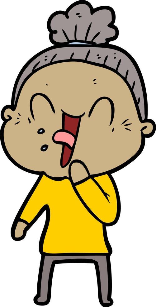 cartoon happy old woman vector