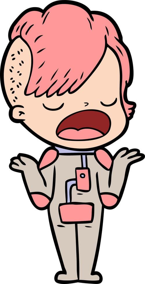 cartoon cool hipster girl in space suit vector