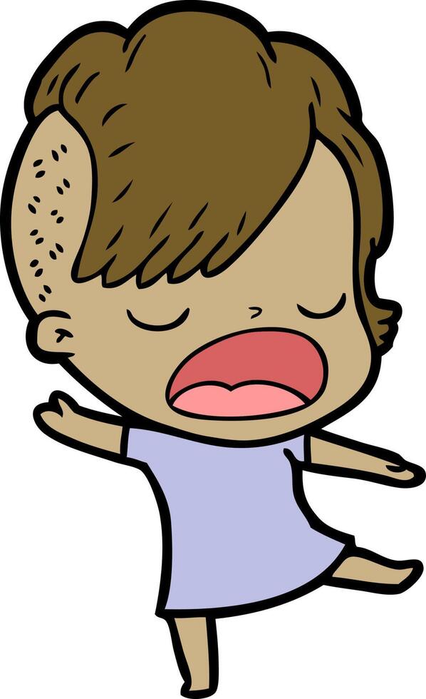 cartoon cool hipster girl talking vector