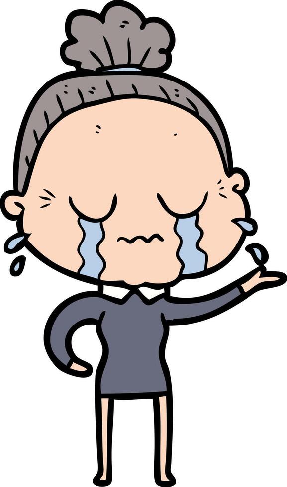 cartoon crying old lady vector