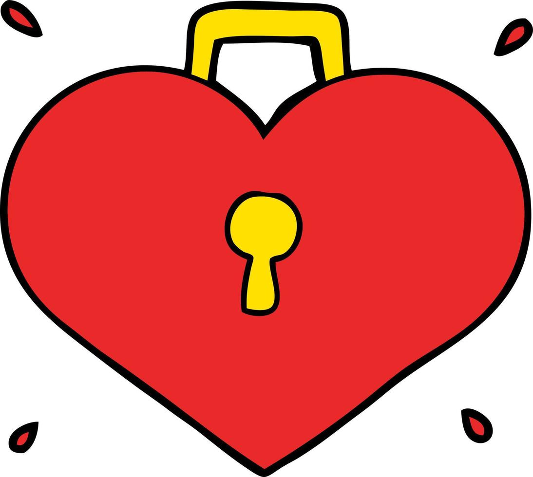 cartoon love heart with lock vector