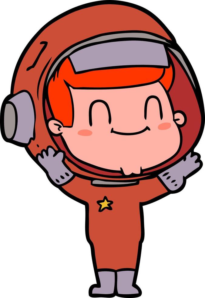 happy cartoon astronaut man vector