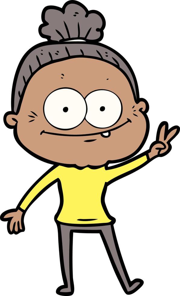 cartoon happy old woman vector