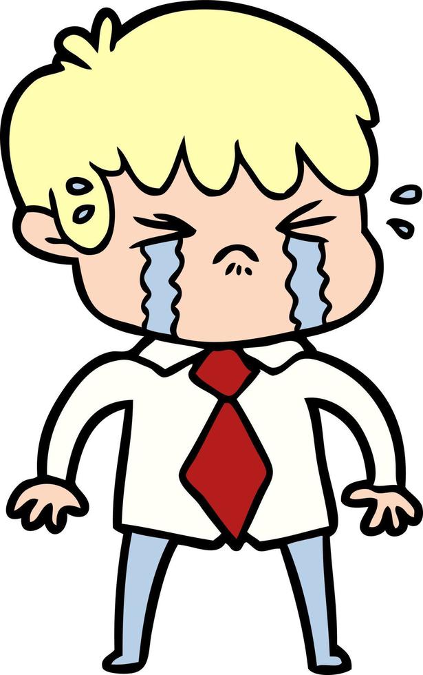 cartoon boy crying vector