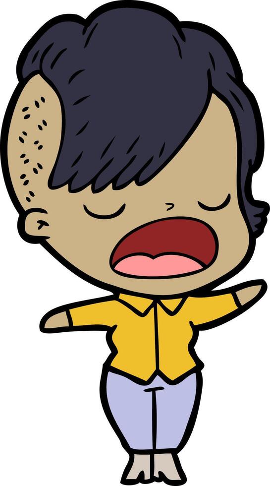 cartoon cool hipster girl talking vector