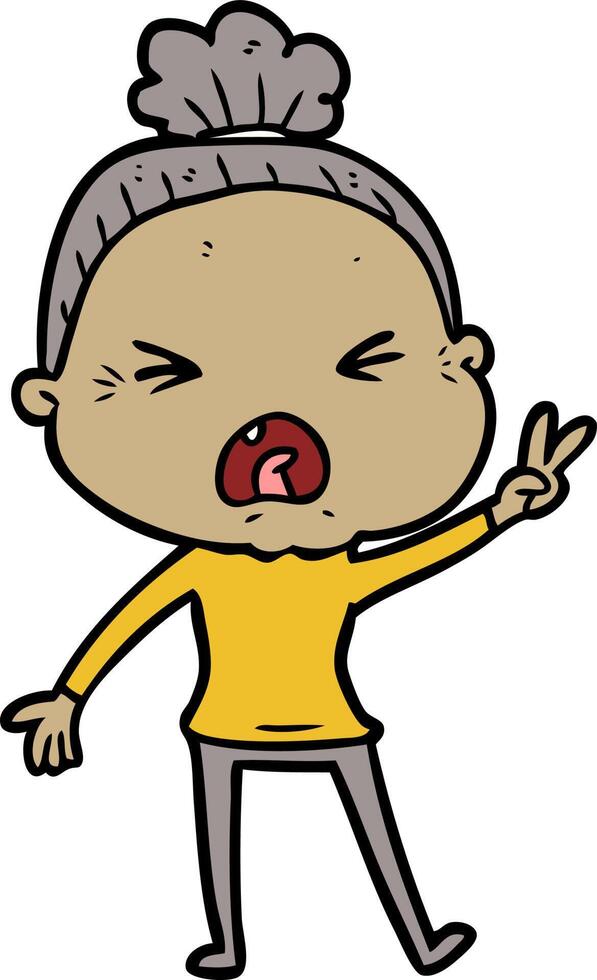 cartoon angry old woman vector