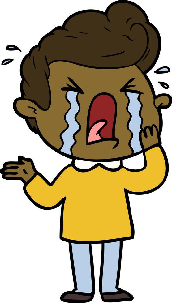 cartoon crying man vector