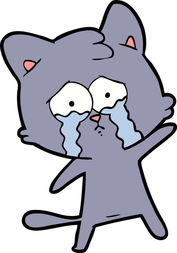 crying cartoon cat vector