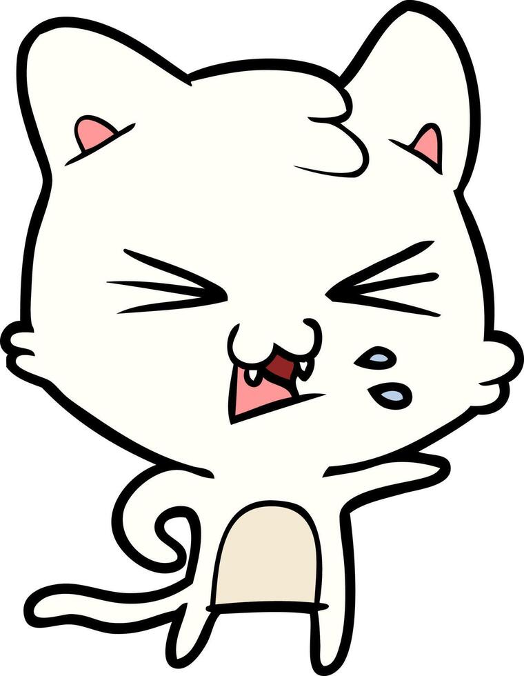 cartoon cat hissing vector