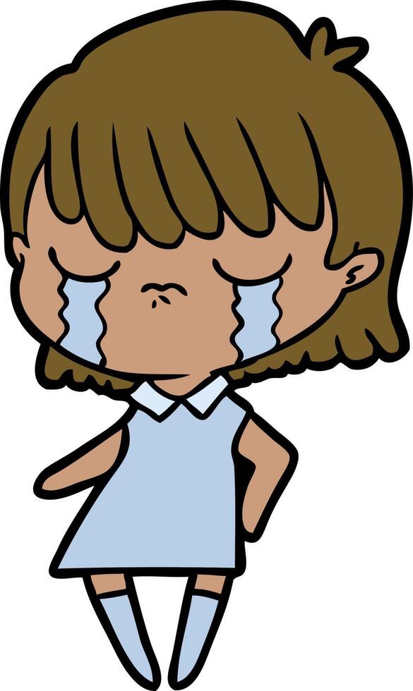 cartoon woman crying vector