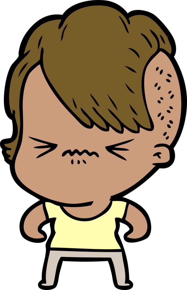 cartoon annoyed hipster girl vector