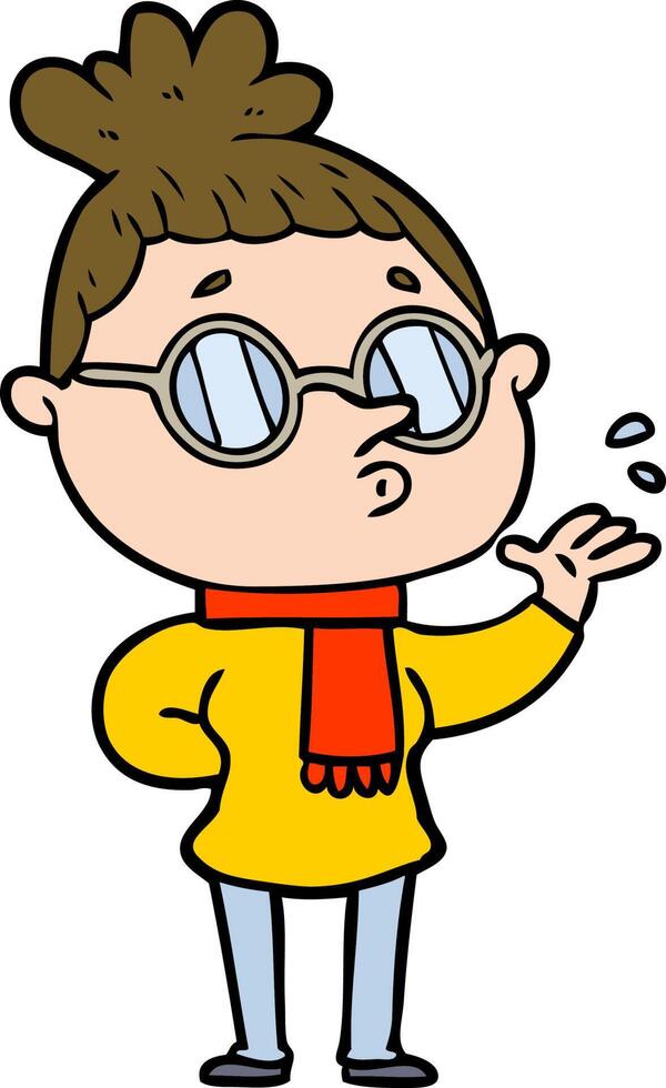 cartoon woman wearing glasses vector