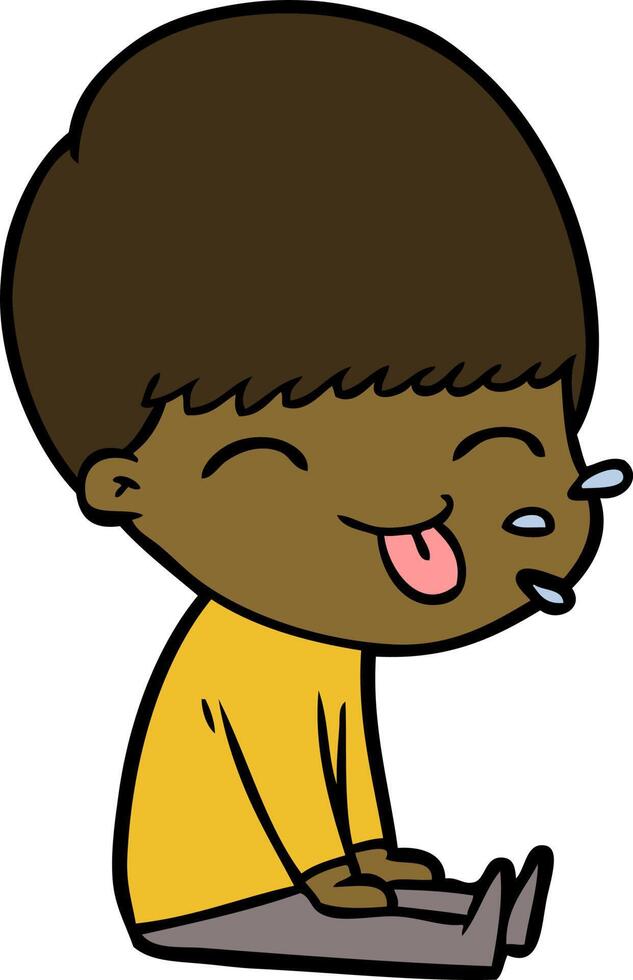 cartoon boy sticking out tongue vector