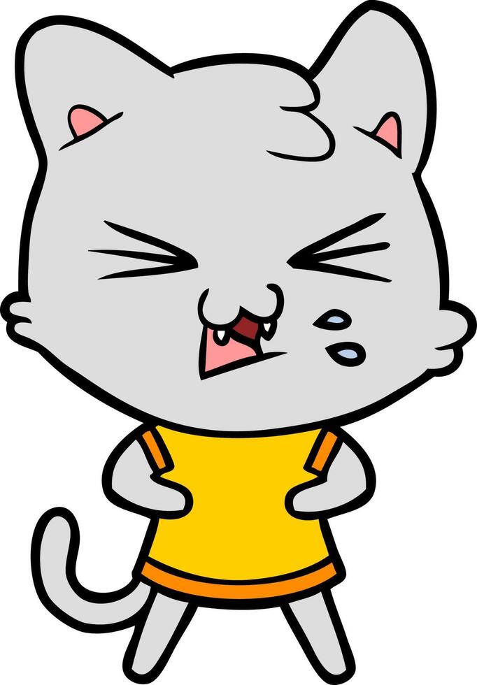 cartoon cat hissing vector