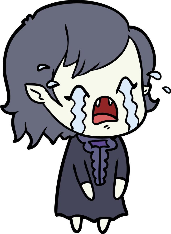 cartoon crying vampire girl vector