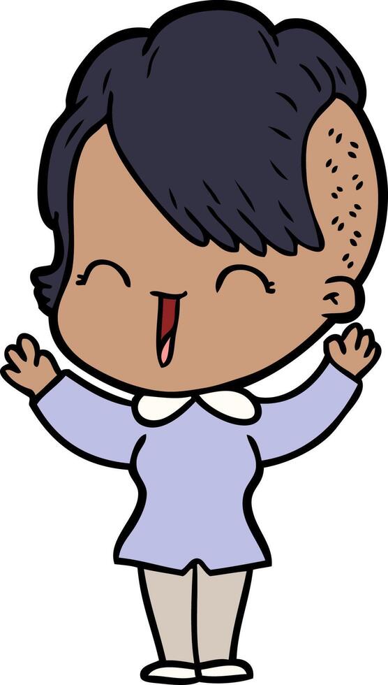 cartoon happy hipster girl vector