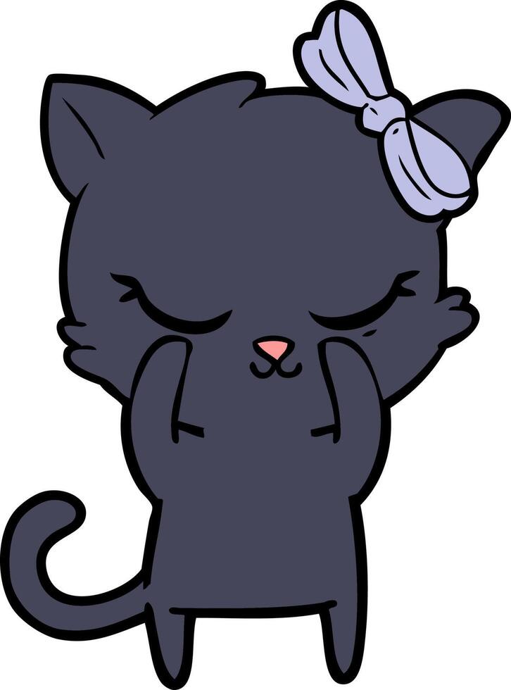 cute cartoon cat with bow vector