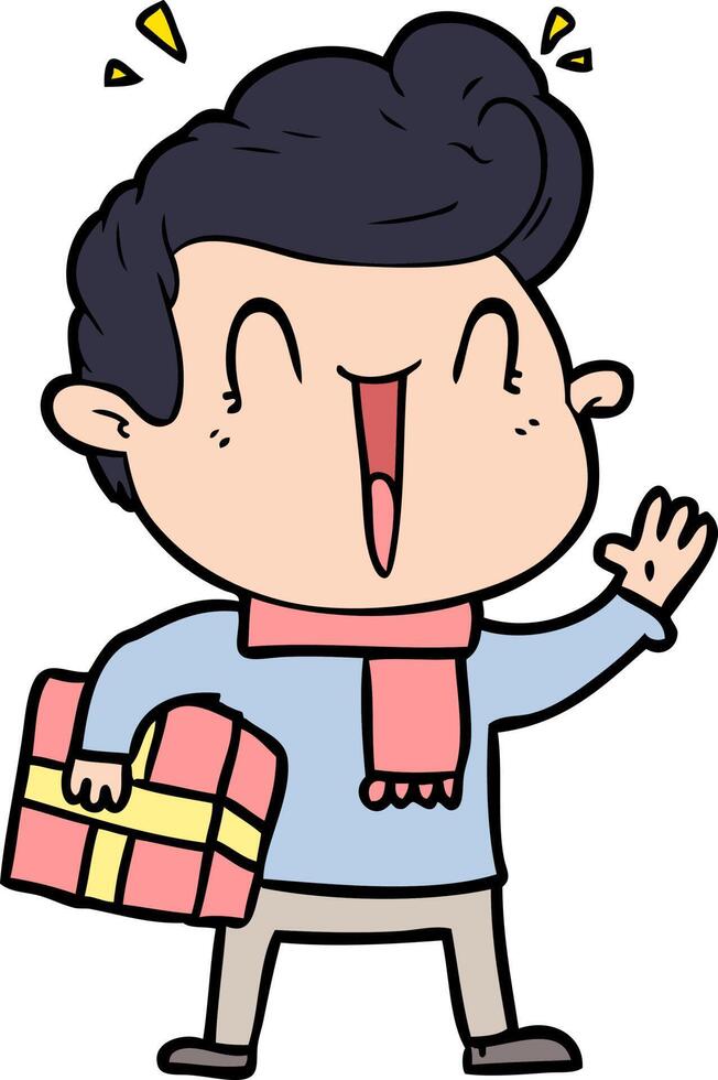 cartoon excited man vector
