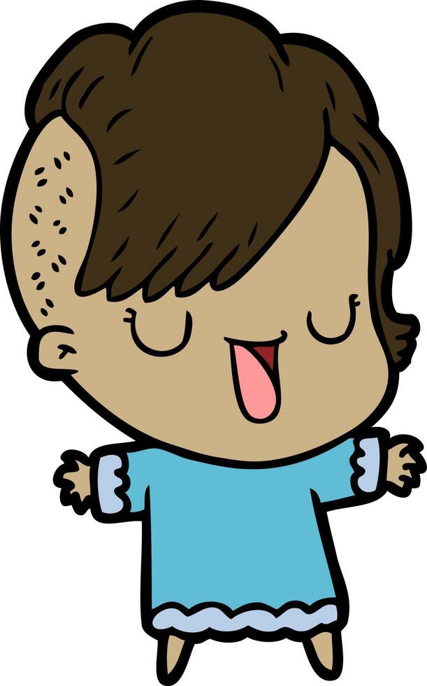 cute cartoon girl with hipster haircut vector