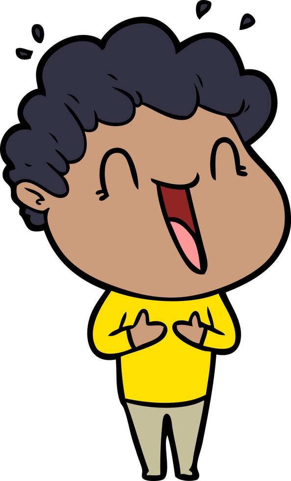 cartoon happy man laughing vector