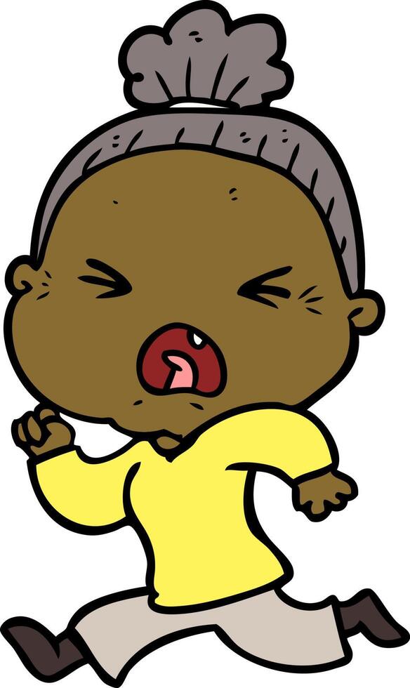 cartoon angry old woman vector
