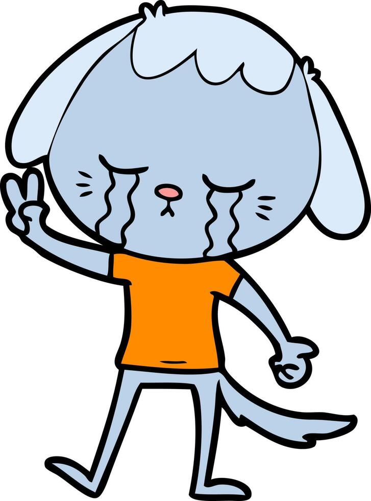 cartoon dog crying vector