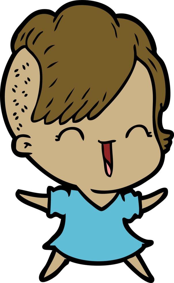 cartoon happy hipster girl vector