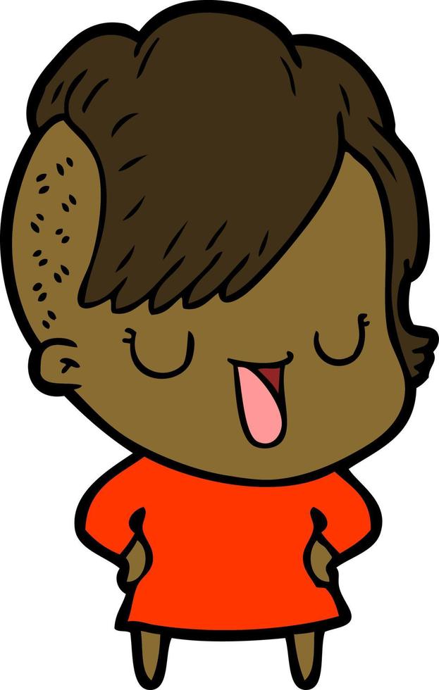 cute cartoon girl with hipster haircut vector