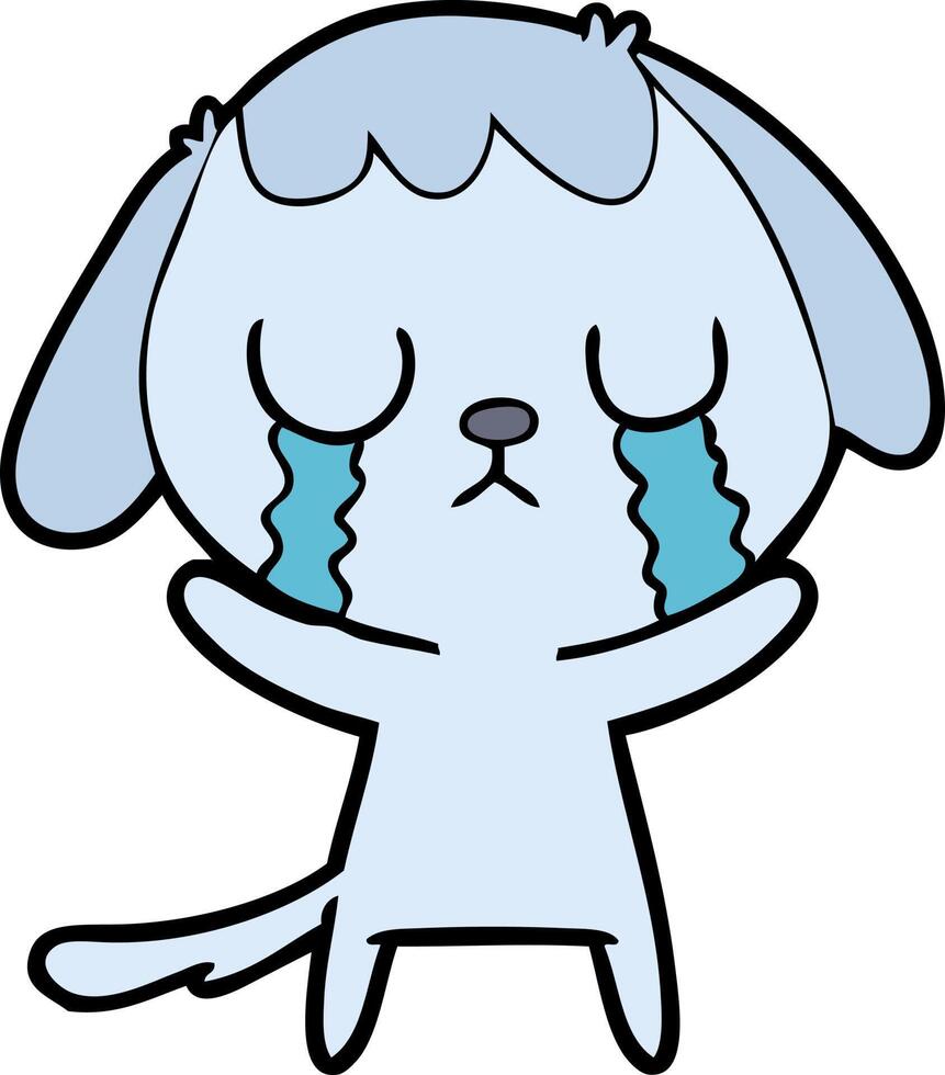 cute cartoon dog crying vector