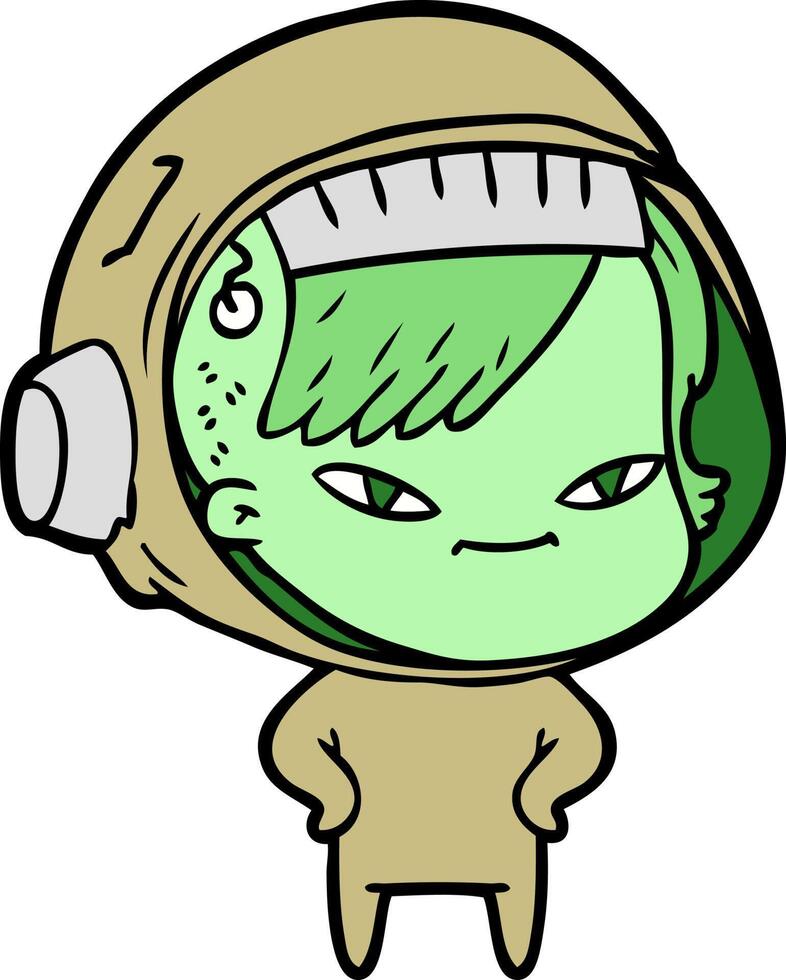 cartoon astronaut woman vector