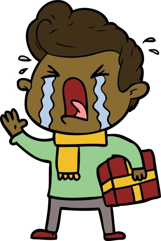 hombre llorando de dibujos animados vector