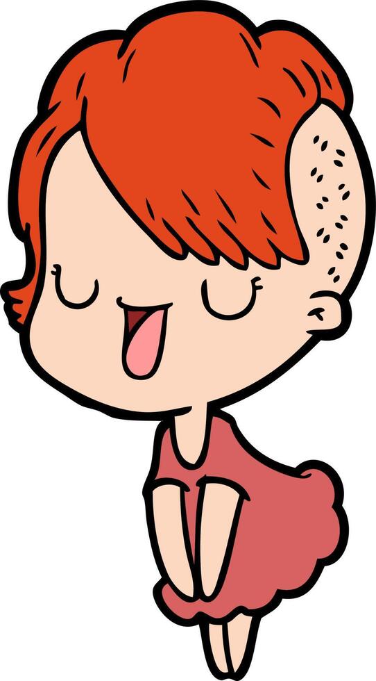 cute cartoon girl with hipster haircut vector